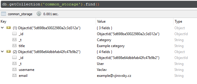 Example of entity with discriminator saved in MongoDB database