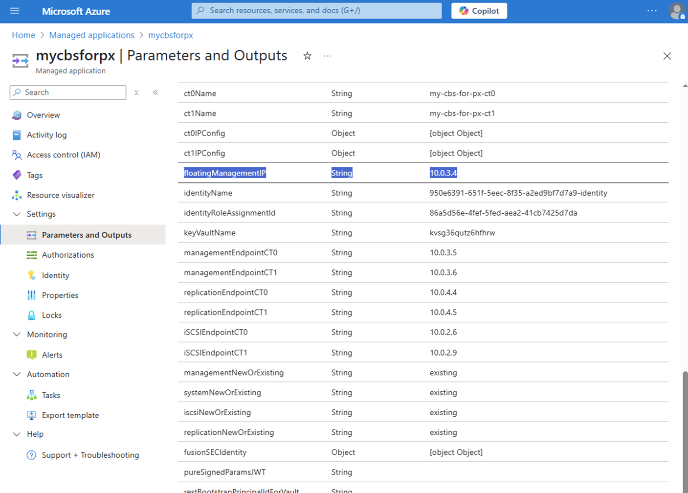 Output variable of CBS Managed Application