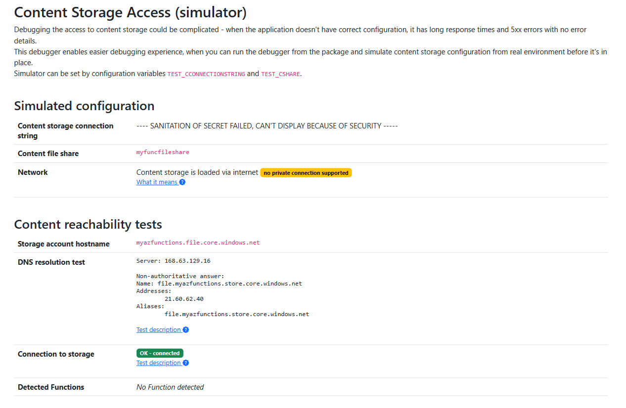 Example how ‘Content Storage Access’ simulator test looks
